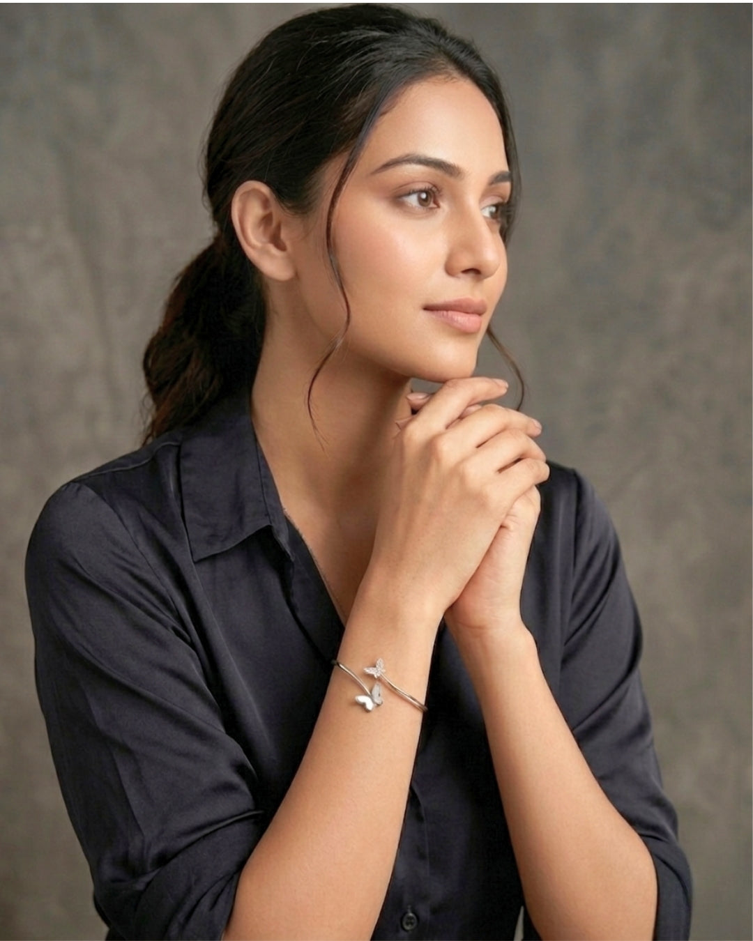 American Diamond Silver Openable Kada