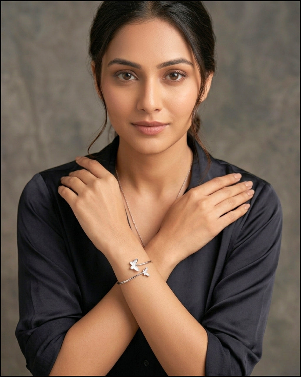 American Diamond Silver Openable Kada